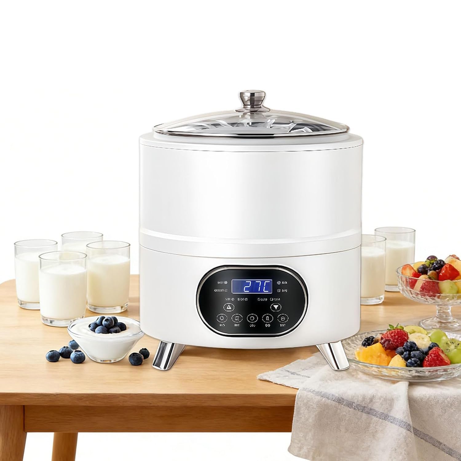 Maszyna do robienia jogurtów z regulacją czasu i temperatury, 8 l / 12 l do domowego jogurtu, Natto, wina ryżowego, fermentacji w stałej temperaturze 360°, do użytku komercyjnego