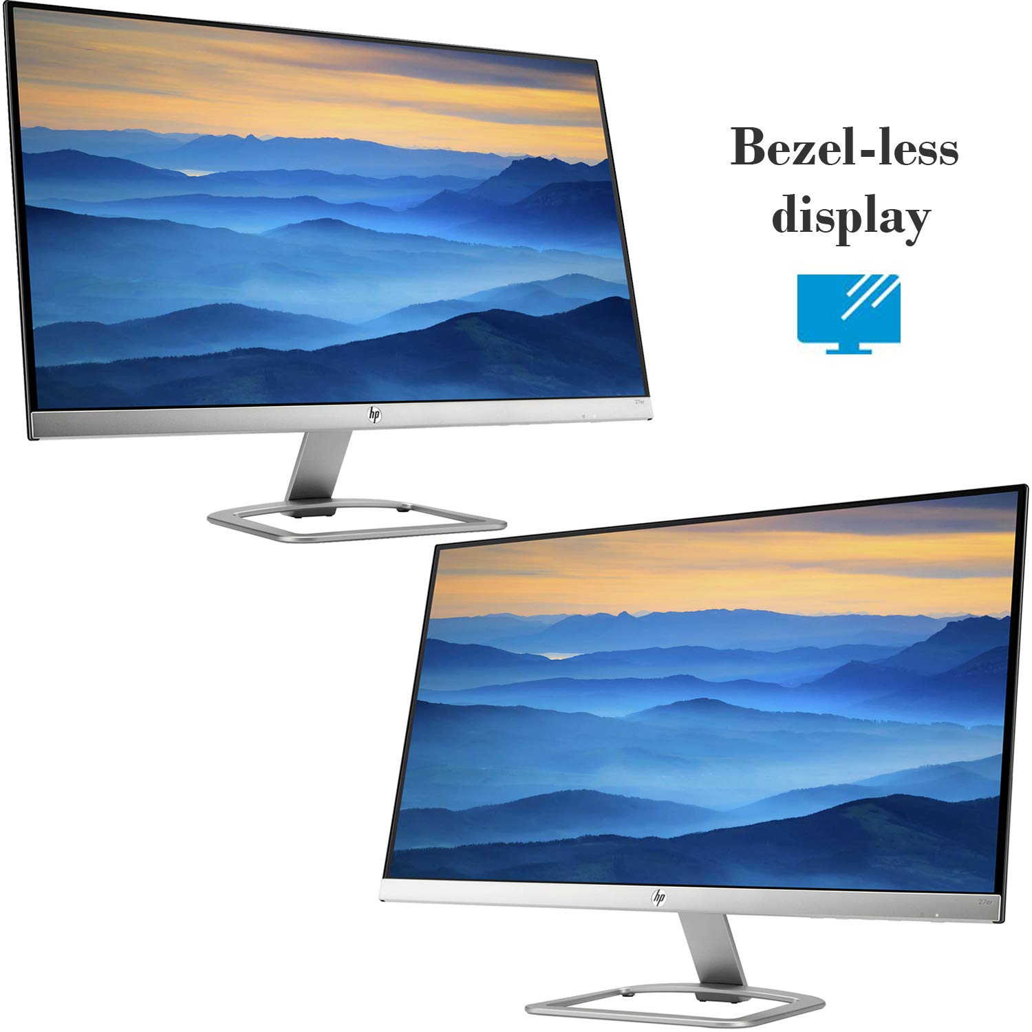 HP 27 inch LED Monitor 27ER (Silver/White) Ultra-Thin, Full HD
