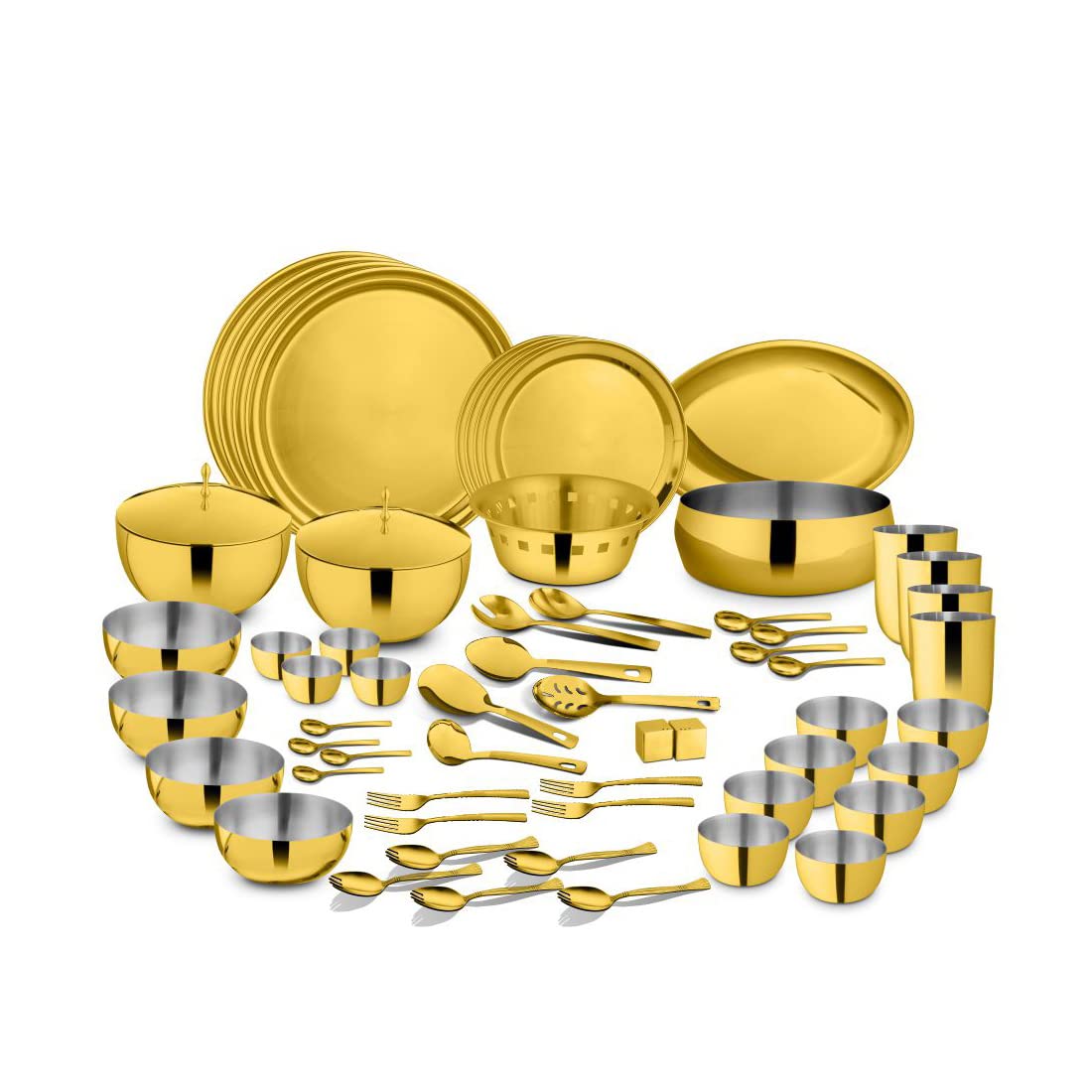 Shri & Sam Stainless Steel Solid Dinner Set – 60 Pcs, Gold Shri & Sam Stainless Steel Solid Dinner Set – 60 Pcs, Gold
