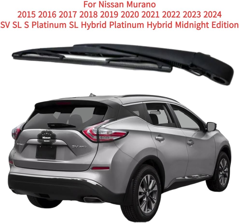 Rear back windshield wiper blade Arm For Nissan Murano 2015 2016 2017 2018 2019 2020 2021 2022 2023 2024 SV SL S Platinum SL Hybrid Platinum Hybrid Midnight Edition Car Rear wiper arm blade set