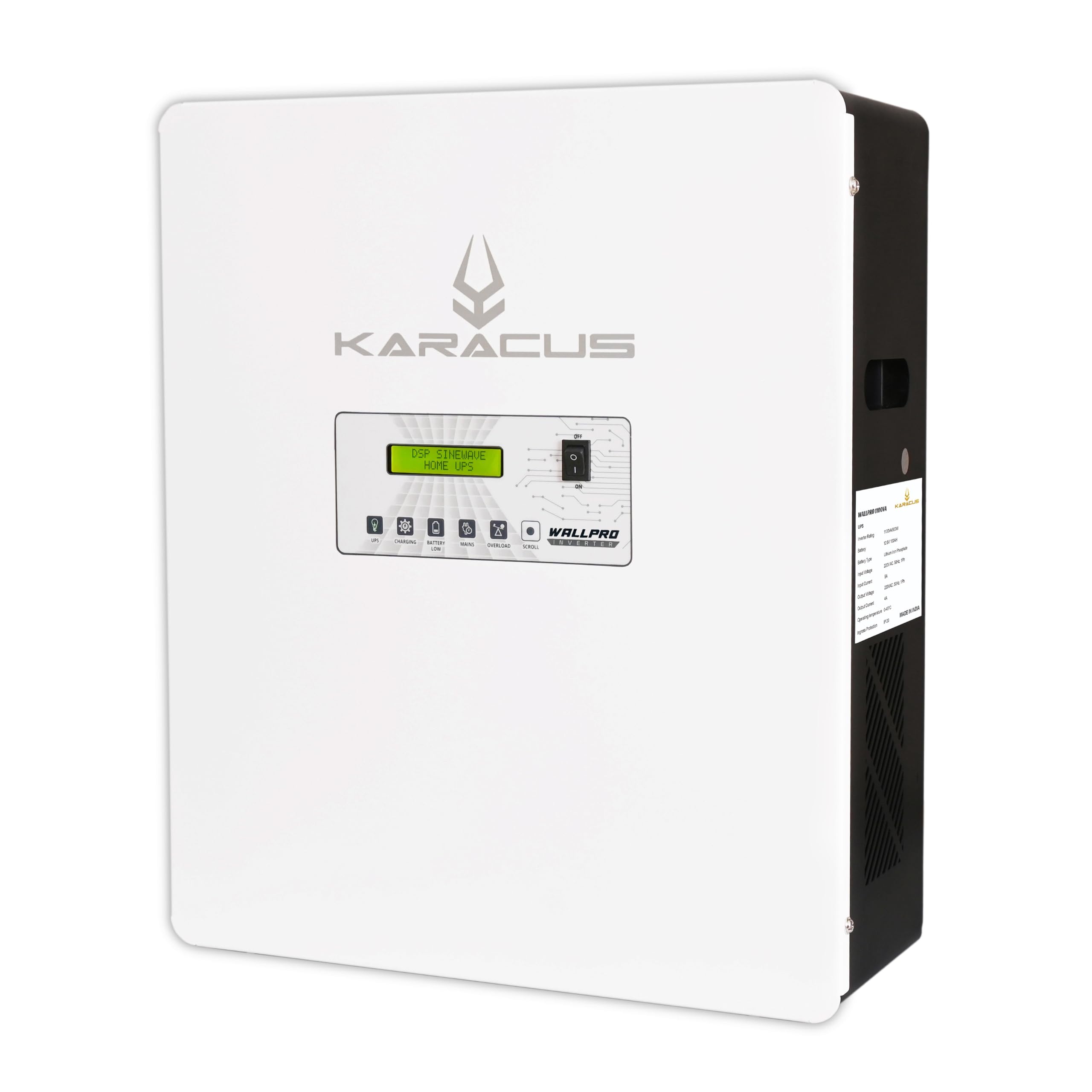 karacus lithium home inverter 1000va version 2026, a+ grade 1344wh inbuilt lithium battery, premium built wall mounted, 15 year super long battery life, high performance future ready