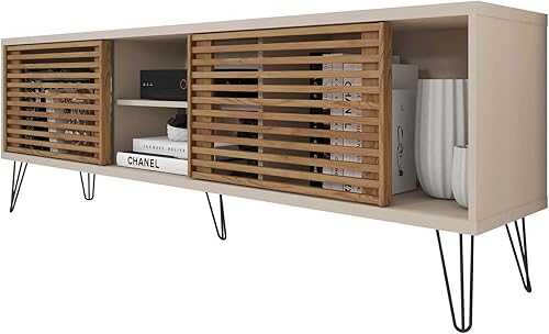 Miniatura 5 de Woodpeckers Furniture And Mattress Frizz Mid-Century - Soporte de TV moderno para TV de 70 pulgadas (beige - marrón)