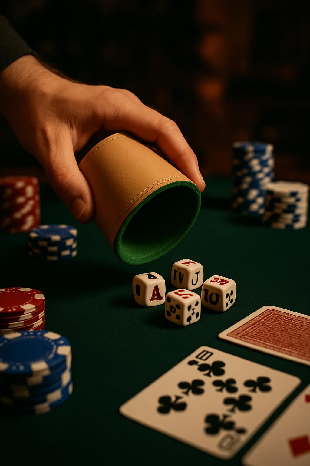 Gobelets à Dés En Cuir PU Wudaizhi - Doublure Flanelle Rouge/Vert - Pour Bars Et Jeux De Société