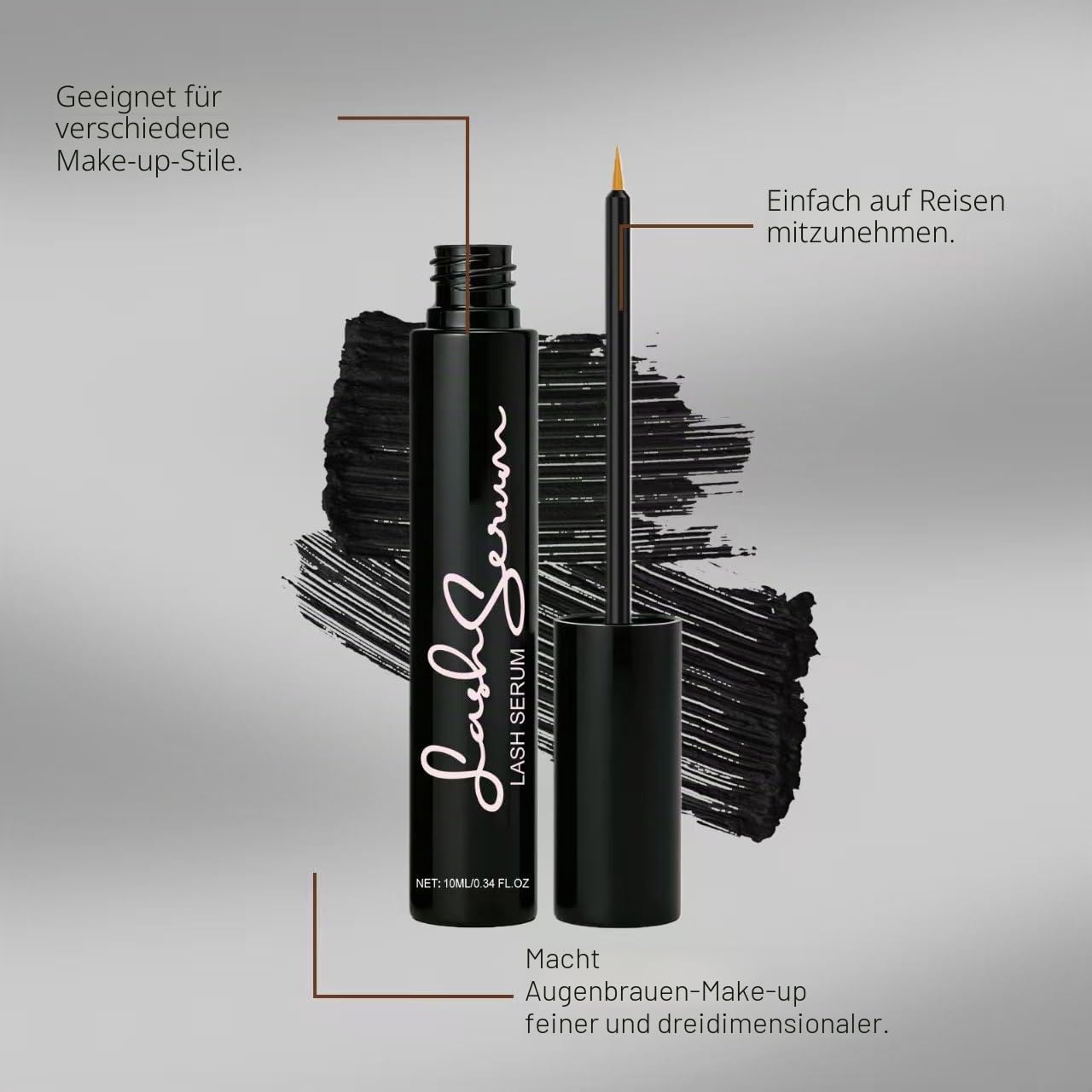 Sinsnlashes Wimpernserum – pflegendes Serum für längere, dichtere Wimpern, speziell für feine und spärliche Wimpern, 95% natürliche Inhaltsstoffe, ohne Hormone und Parfüm