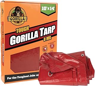 Gorilla 10' x 14' Tough Tarp (97033) - Heavy-Duty, Waterproof, and Versatile Outdoor Protection. Reinforced Edges & Hem & Durable Material. Ideal for Camping, Gardening, and More…