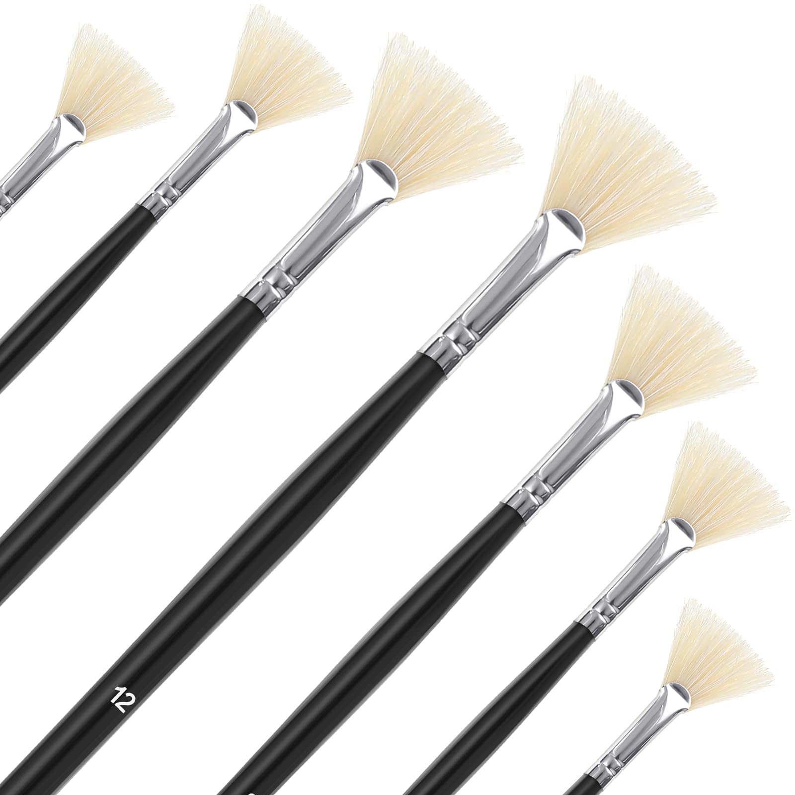 Amabro 7PCS Fan Brush for Painting, Artist Fan Paint Brush Set with Bristle Natural Hair Artist Soft Anti-Shedding Paint Brushes for Acrylic Painting Oil Watercolor Painting