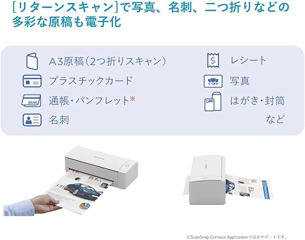 富士通 PFU ドキュメントスキャナー ScanSnap iX1300 (最新/高速毎分30枚/両面読取/Uターンスキャン・リターン スキャン対応/Wi-Fi対応/USB接続/コンパクト/書類/レシート/名刺/写真) (Black) - 5