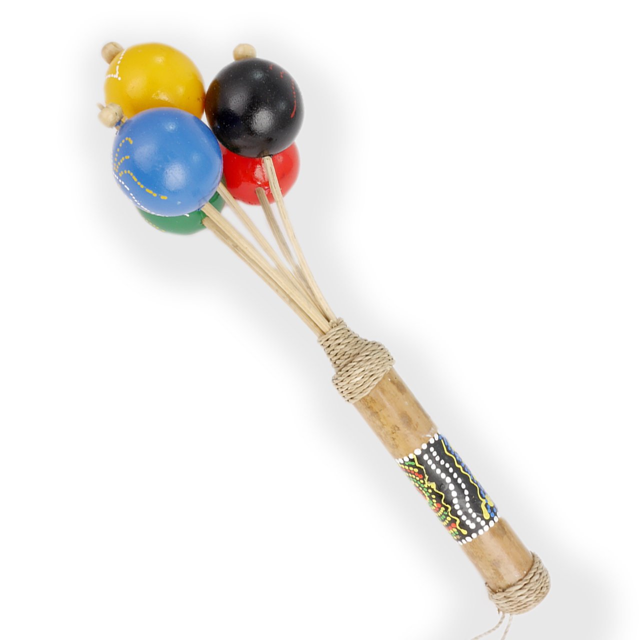 ART-CRAFT MI006 Rassel „Pingpong“ bemalt mit Griff aus Bambu