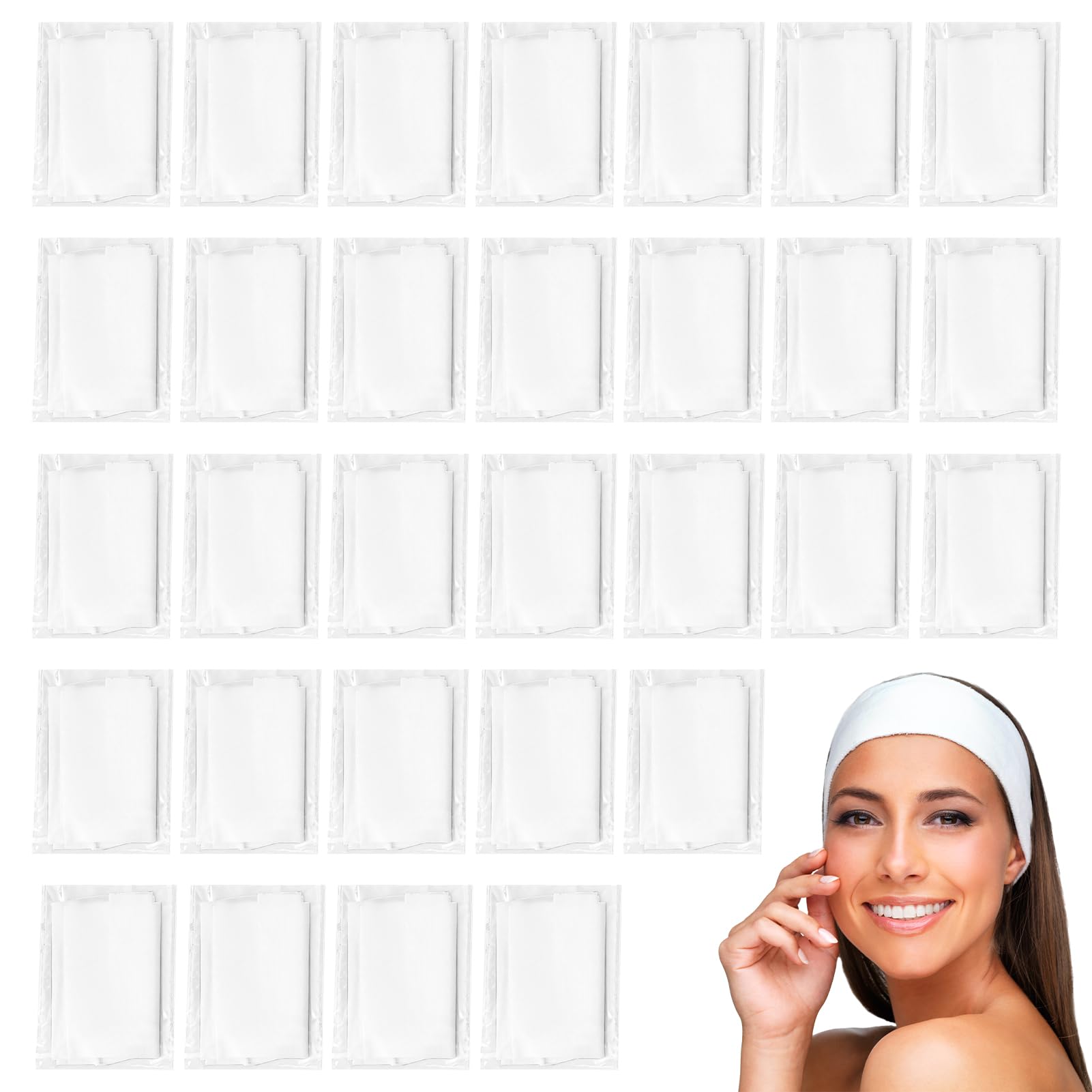30PCS Disposable Headbands for Facials,Non-Woven Stretch Disposable Spa Headband for Beauty Enthusiasts,Soft Disposable Facial Headband,Suitable for Securing Hair During Facial,Makeup,Etc