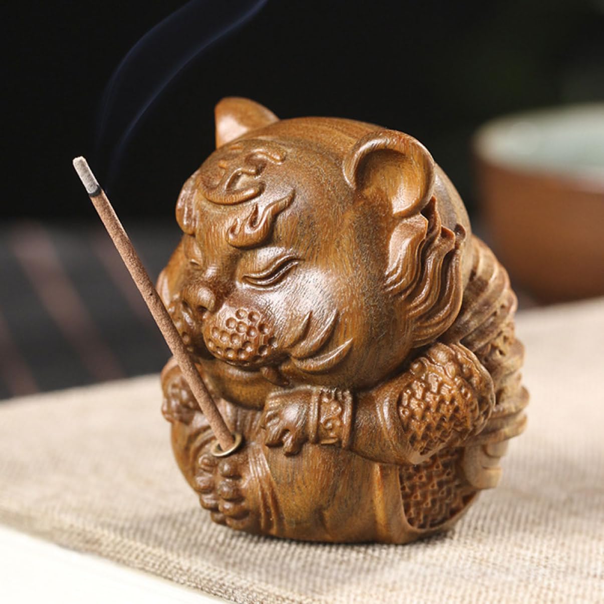 Amosfun 3St Tiger Räucherstäbchenhalter im Freien Tiger-Ornamente Besonderheit für den einzug slico duftstäbchen Holz Räuchergefäß Tiger-Räuchergefäß aus Holz Sandelholz