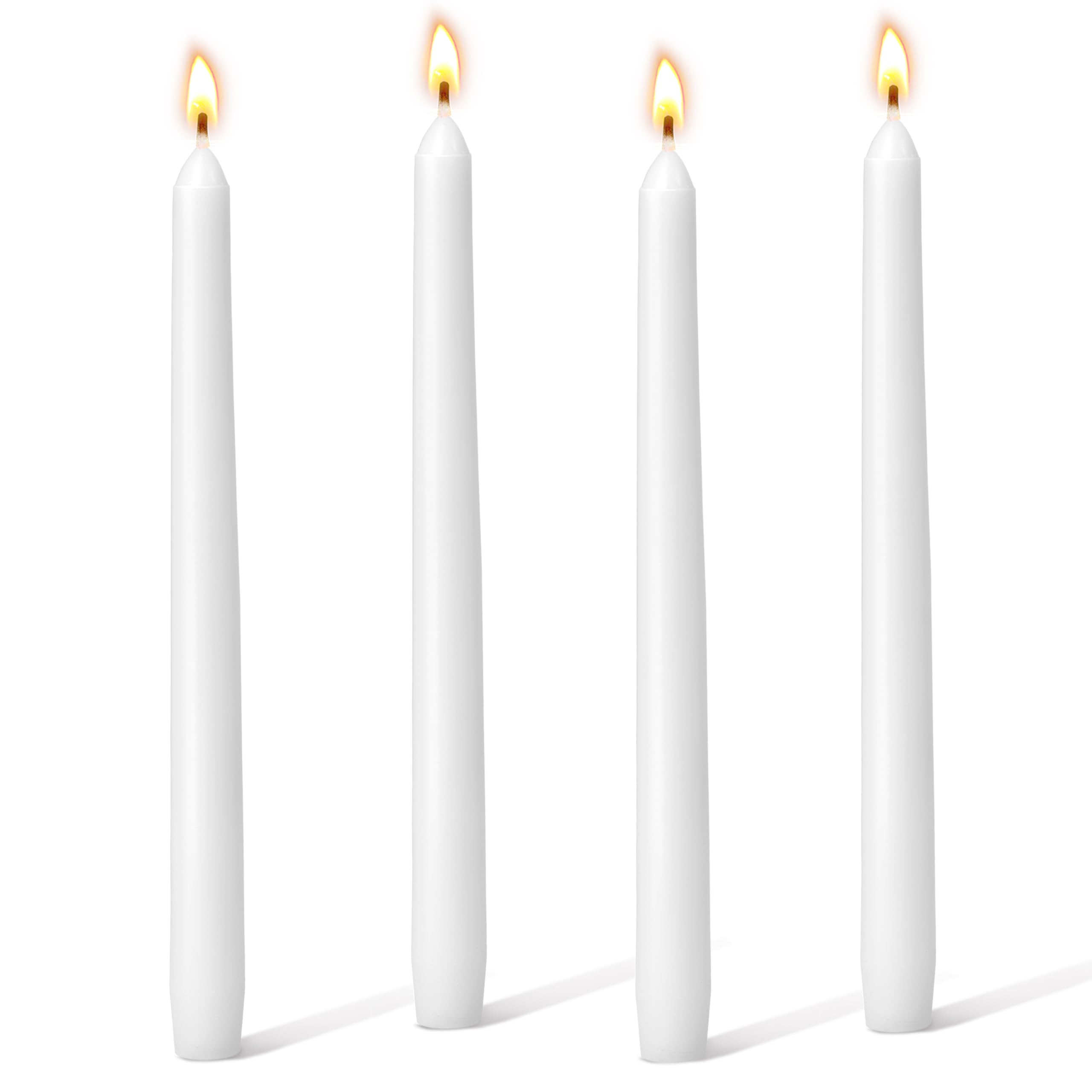 Bytyo White Tapered Dinner Candles - Pack Of 4 - Unscented - 7.6 Burning Hours