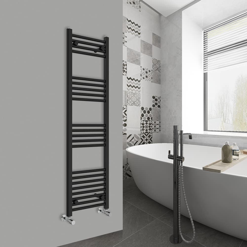 Warmehaus Modern Bathroom Heated Towel Rail Ladder Radiator 1400x400mm Straight for Bathroom Kitchen Black