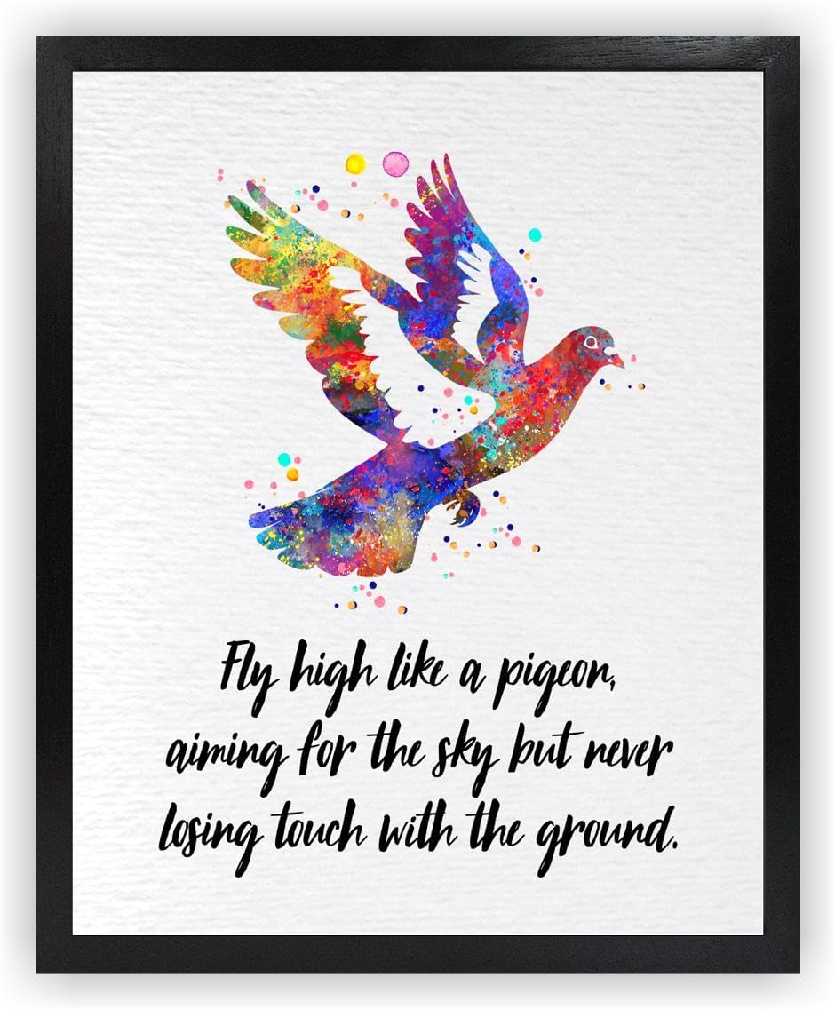 Dignovel Studios 11X14 Unframed Pigeon Bird Inspirational Quote Aiming For the Sky Life Wisdom Watercolor Art Print Poster Wall Hanging Decor DN877