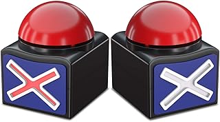 Game Buzzers with Sound - 2 Pack Buzzer Button with Lights, Game Show Buzzers for Kids, Quiz Game Buttons Perfect for Game Night & Trivia Club & Classroom (Black)