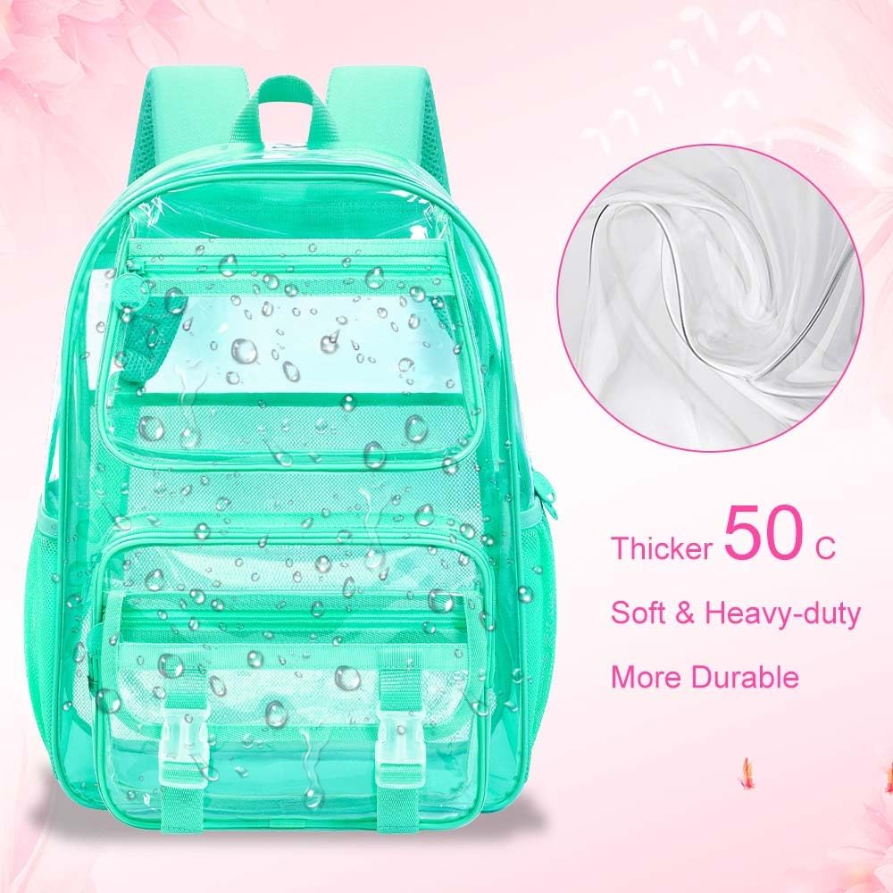 UFNDC 3PCS Clear Backpack Heavy Duty, See Through School Bag for Girls, Sequins Transparent Bookbag for Women