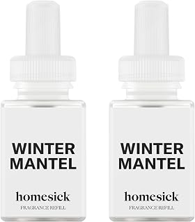 Pura & Homesick Home Scent Refill - Smart Home Air Diffuser - Up to 120-Hours of Luxury Fragrance per Refill - Home Essential - Clean & Safe Diffuser Fragrance - 2 Pack, Winter Mantel