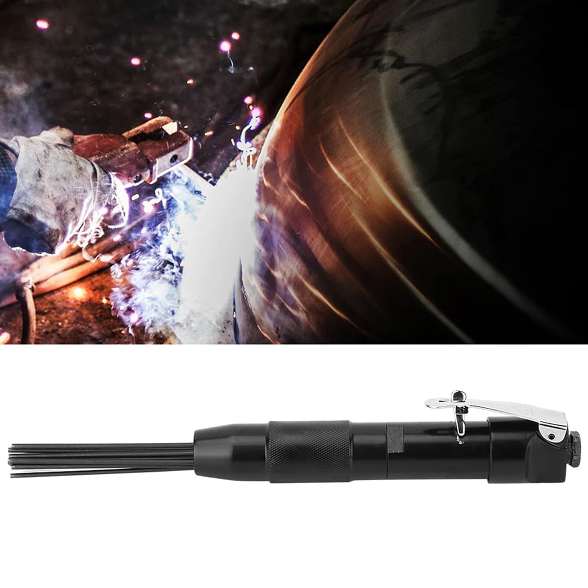 Mini removedor de óxido neumático con Aguja desincrustadora, 12 Agujas de Acero de 3 mm, 4000 RPM, 4,0 cfm, 90 PSI, Limpiador de escoria de Soldadura neumático para Espacios reducidos.