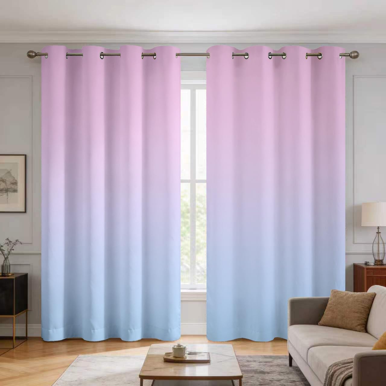 Pink and Purple Curtains 84 Inch 2 Panels Set, (W52 x L84)