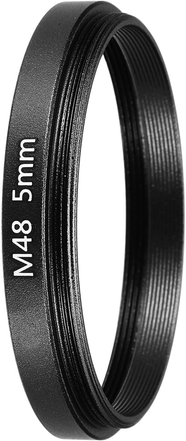 PATIKIL 5mm Telescope Extension Tube, M48 x 0.75mm on Both Sides Aluminum Alloy Lens Adapter Ring Extension Tube for Camera Eyepiece Telescope Accessory, Black