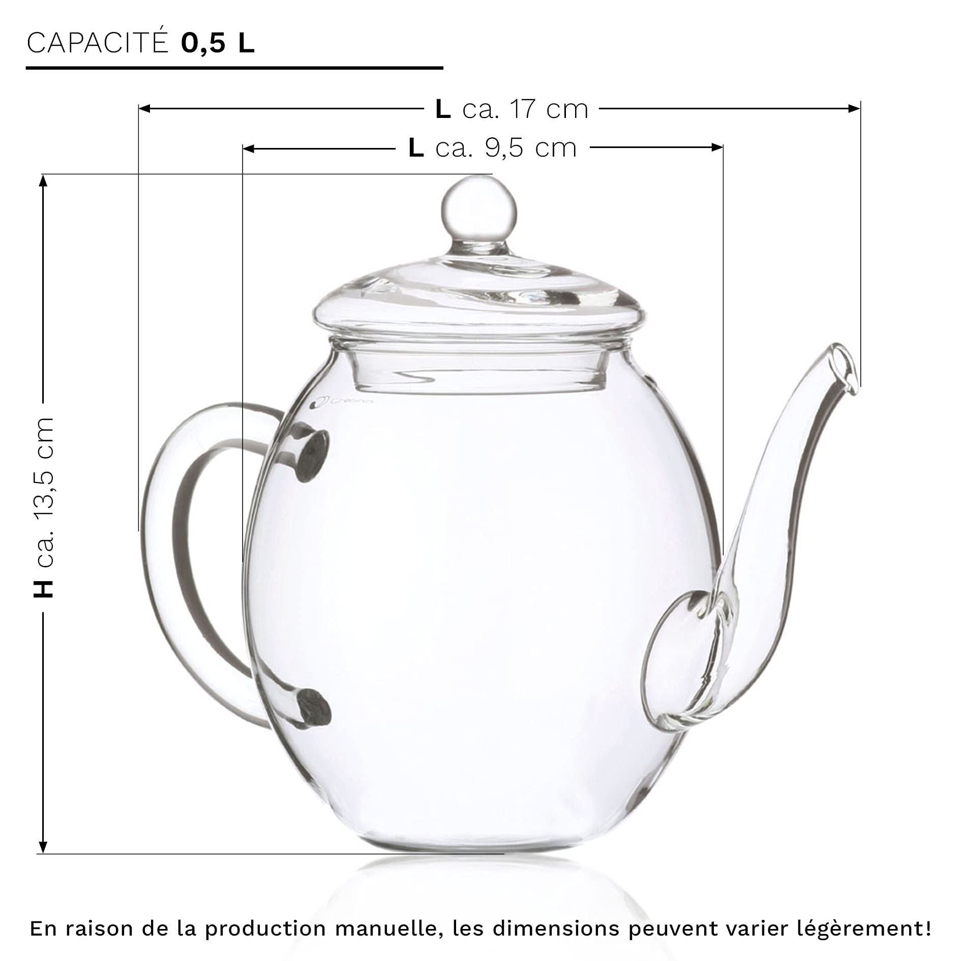Creano Set Cadeau Complet composé d'une Théière soufflée à la bouche sans goutte avec 6 Fleurs de Thé et une Boîte Magnétique élégante avec 6 Fleurs de Thé – Thé en Fleurs