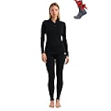 Women’s Merino Wool Base Layer Set - Zip-Up Heavyweight, Midweight Thermal Top & Bottom