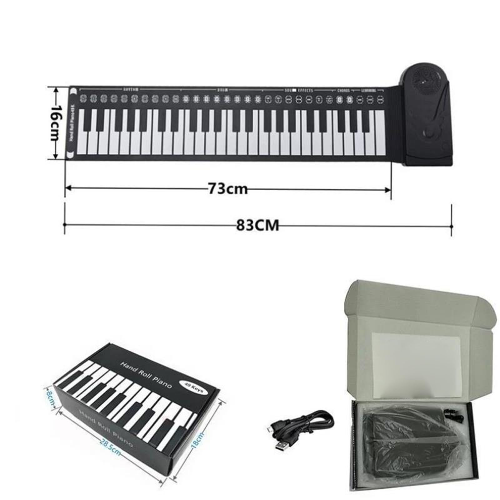 Pianino Elektroniczne Elektroniczne Pianino Dla Początkujących 49 Klawiszy Zwijana Silikonowa Klawiatura Przenośna(Black)