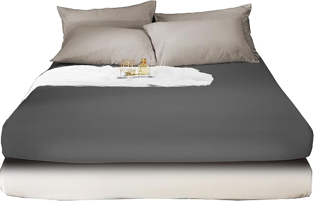 AYSW Extra Deep 16"(40cm) King Size Bedding Fitted Sheet Brushed Microfiber Breathable (Grey)