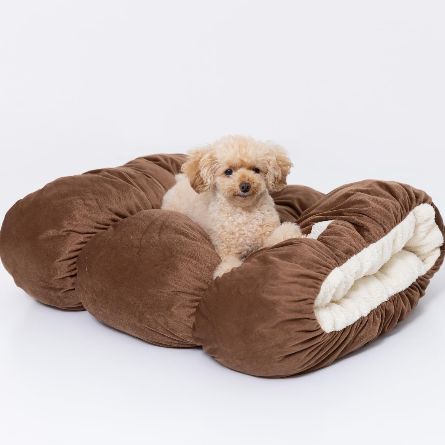 Amazon | PET THREEもぐりんベッド ブラウン 犬 猫 ふわふわあったか