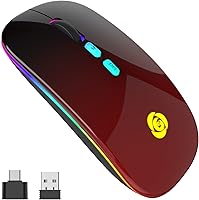 Vista 1 de CC Store Mouse inalámbrico LED, mouse Bluetooth y conexión instantánea de 2.4GHz, recargable ultra silencioso y delgado, 3 niveles de DPI, 2 modos