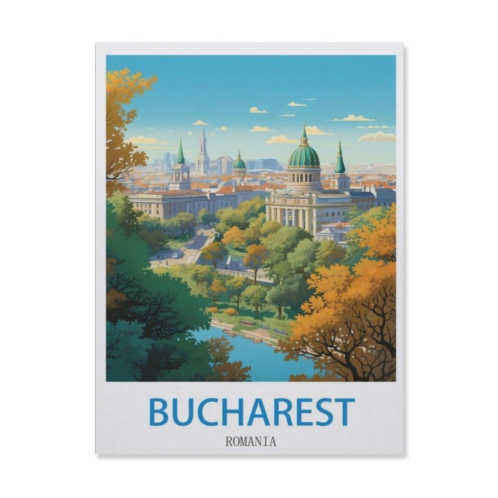 Bucharest Romania，Tin Sign Vintage Metal Signs Iron Painting Retro Metal Tin Sign Plaque Poster Garden Wall Art Plaque for House Bathroom Kitchen Cafe(30x40cm）12x16 inch-EI54
