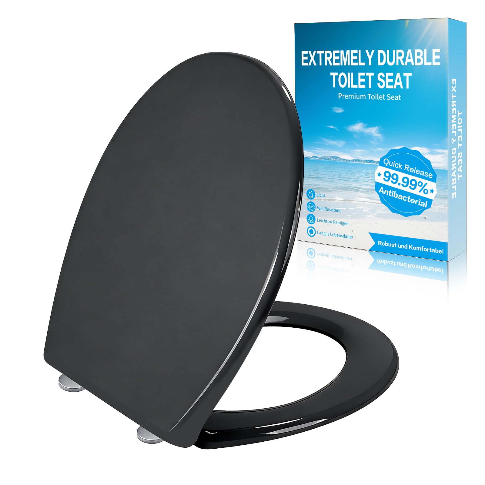 Abattant WC avec frein de chute noir de forme O universel