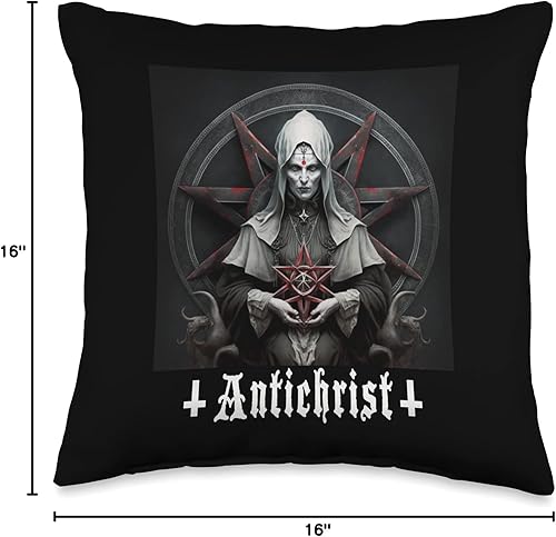 Miniatura 4 de Satan, 666, Satanic Baphomet Tees Anticristo, Satán, Monja malvada, Satanista, Gótico, Diablo, Almohada de 16 x 16 pulgadas, Multicolor