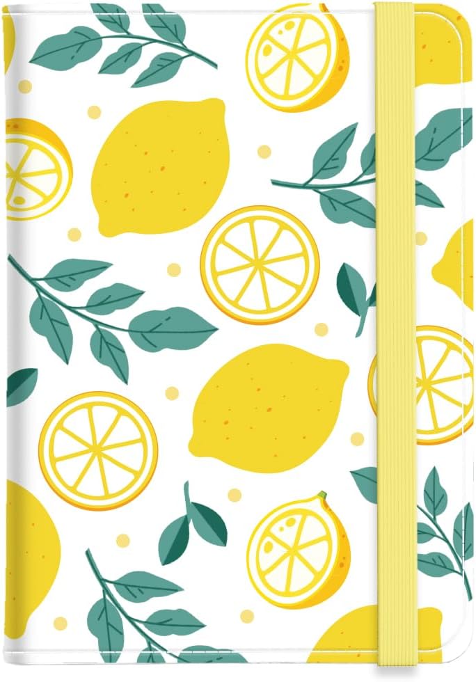 PU Leather Passport Holder Cover Lemon Green Leaf 5.9×4.3 Inch
