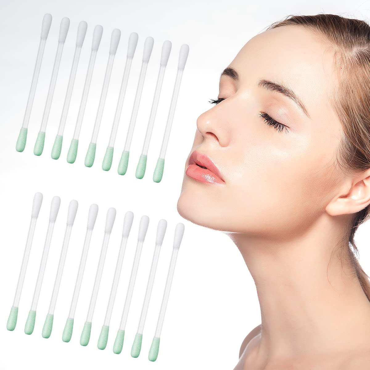 100 Pcs Cotton Makeup Remover Swabs - Disposable Vitamin E Liquid-Filled Cotton Swabs Sticks for Eye Lip Eyebrow