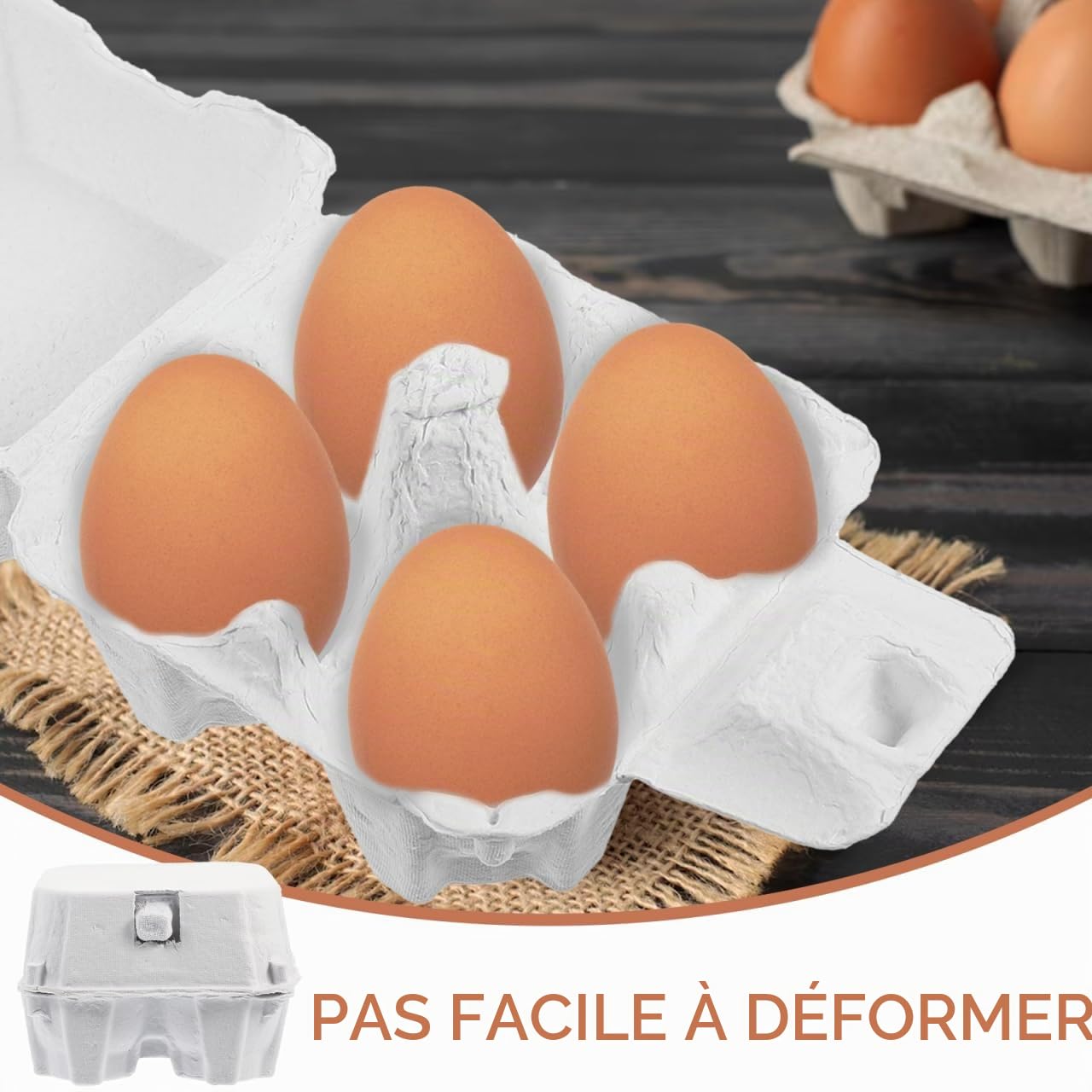 Zerodeko 50 Boîtes à Œufs en Carton Vide 4 Compartiments Boite en Pâte à Papier Recyclable pour Stockage Transport et Vente au Marché Fermier