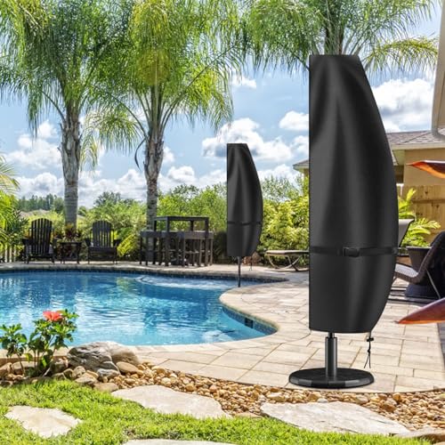 Umbrella Covers for Outdoor Umbrellas 9ft to 12ft, 420D Patio Waterproof Parasol Umbrella Cover for Cantilever Offset Banana Umbrella with Zipper for Anti-UV Rain Wind Dust (Black)…