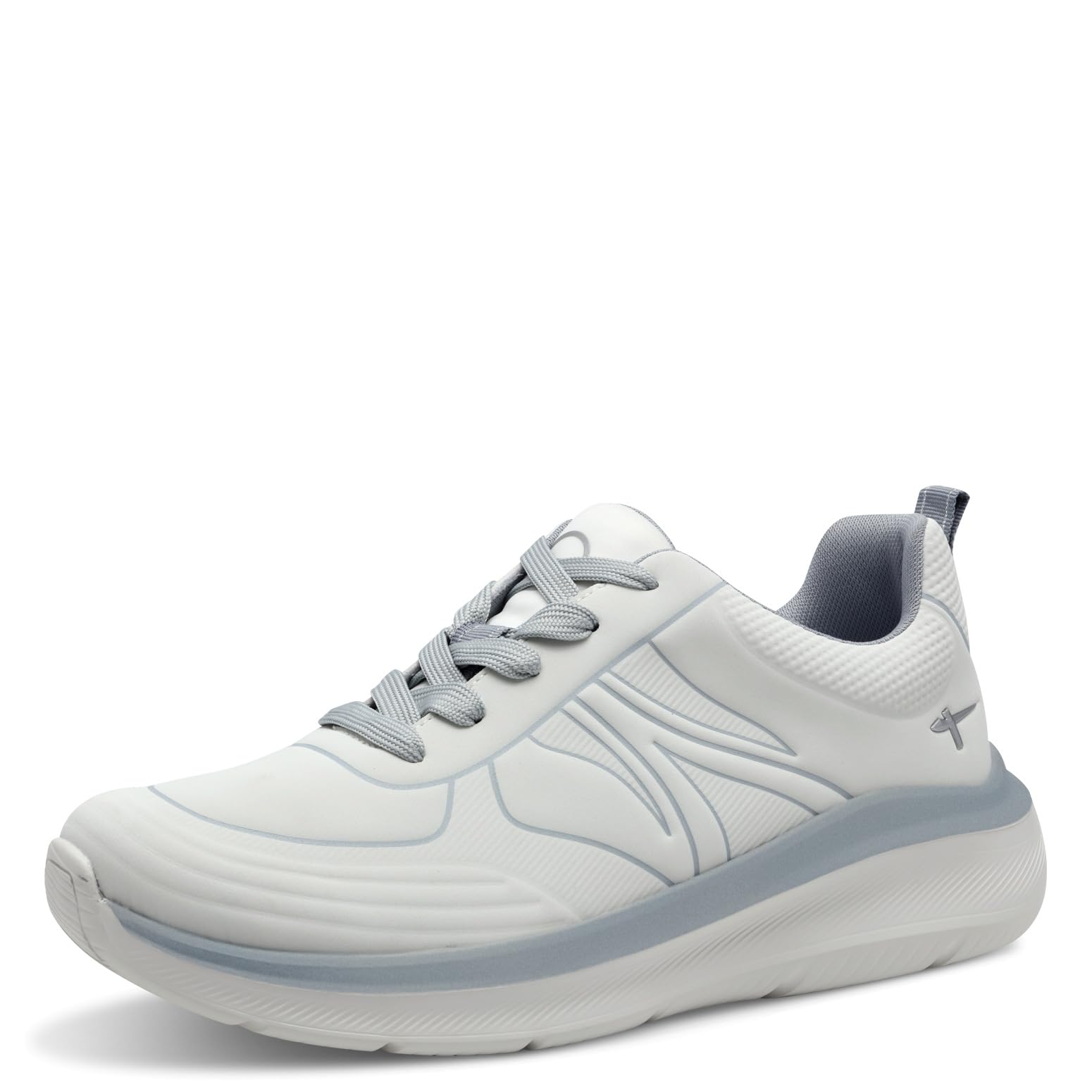 Tamaris Comfort Women’s Flat Sneakers with Chunky Sole Vegan, White/Blue, 3,5 UK