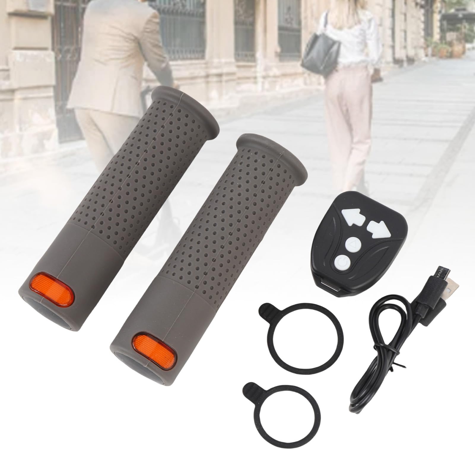 banapoy Manopole Manubrio E Scooter Segnali di Svolta, Impugnature in Gomma Durevoli con Luce di Segnalazione Ad Alta Luminosità E Telecomando, per M365