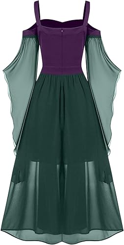 Miniatura 2 de Womens Renaissance Costume Cold Shoulder Butterfly Sleeve Dress Halloween Costumes Christmas Cosplay Party Dress