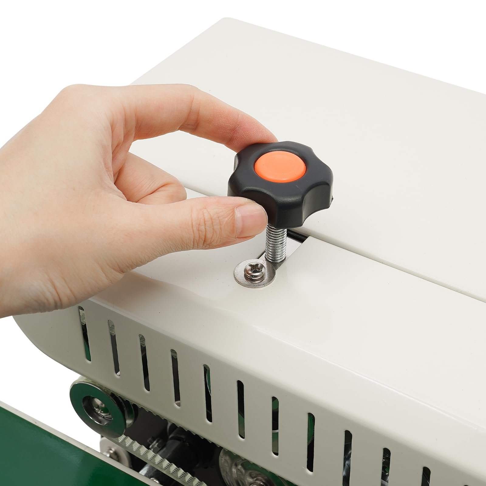 Heißsiegelmaschine 500W Automatisches Durchlaufsiegelgerät 0-12m/min Versiegelgeschwindigkeit 0-300°C Temperatur 12mm Siegelbreite Verpackungsgerät für Lebensmittel Pharmazie