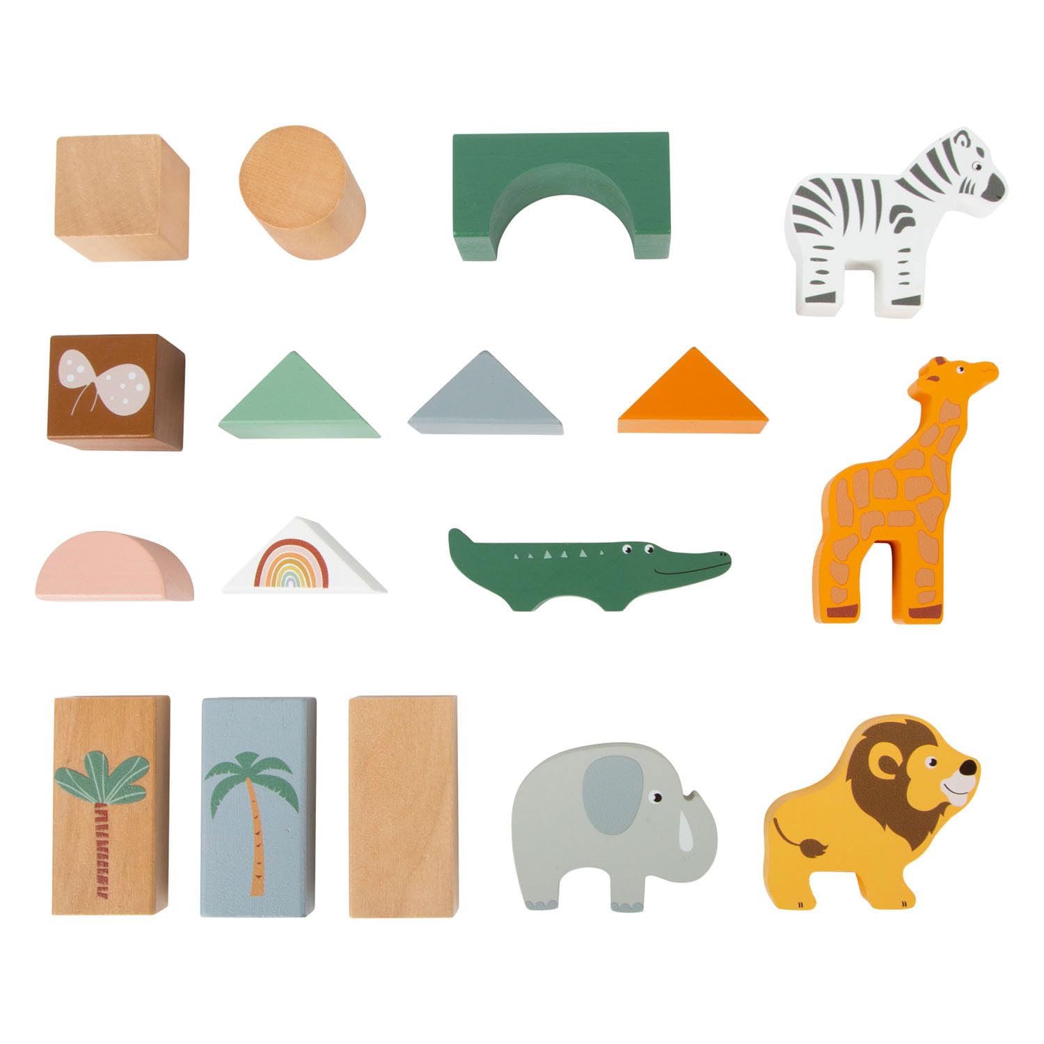 11699 Bloques de construcción Safari, Small Foot, Juego con Motivos Animales, Guardar en su Caja, a Partir 12 Meses.