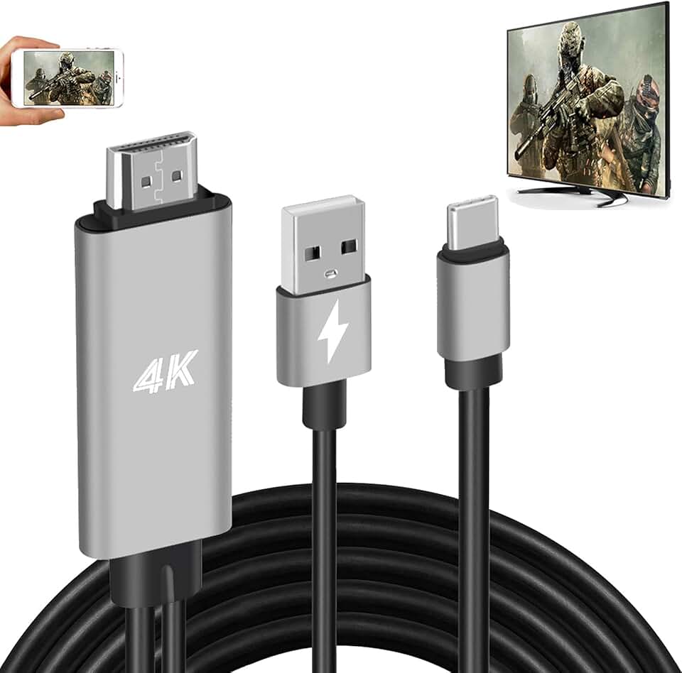 Cabo adaptador HDMI USB tipo C MHL 4K cabo conversor de vídeo compatível com iMac MacBook Samsung Laptop Galaxy S20 S10 S9 S8 Note 20 10 LG G8 G5 Q5 telefone Android para espelho e carregamento para