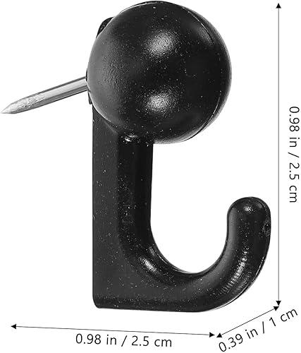 Miniatura 2 de 50 pines negros con ganchos, cabezales de plástico, ganchos decorativos para tablero de corcho, gancho para pared de fotos, tablón de anuncios,