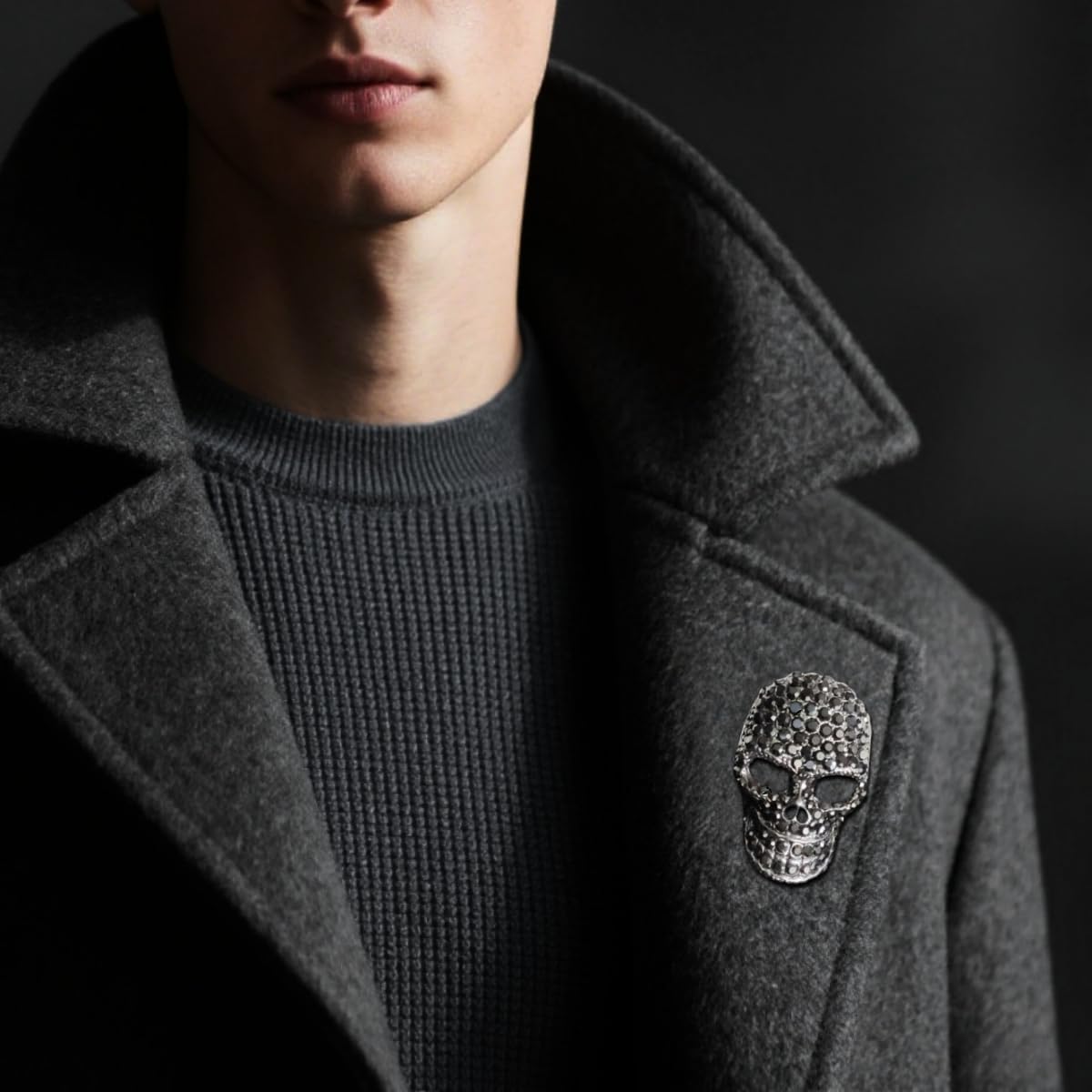 Punk Skull Brooches Black Gothic Skull Pin For Womem Sparkling Rhinestone Skeleton Pins Halloween Jewelry Gift - Image 5