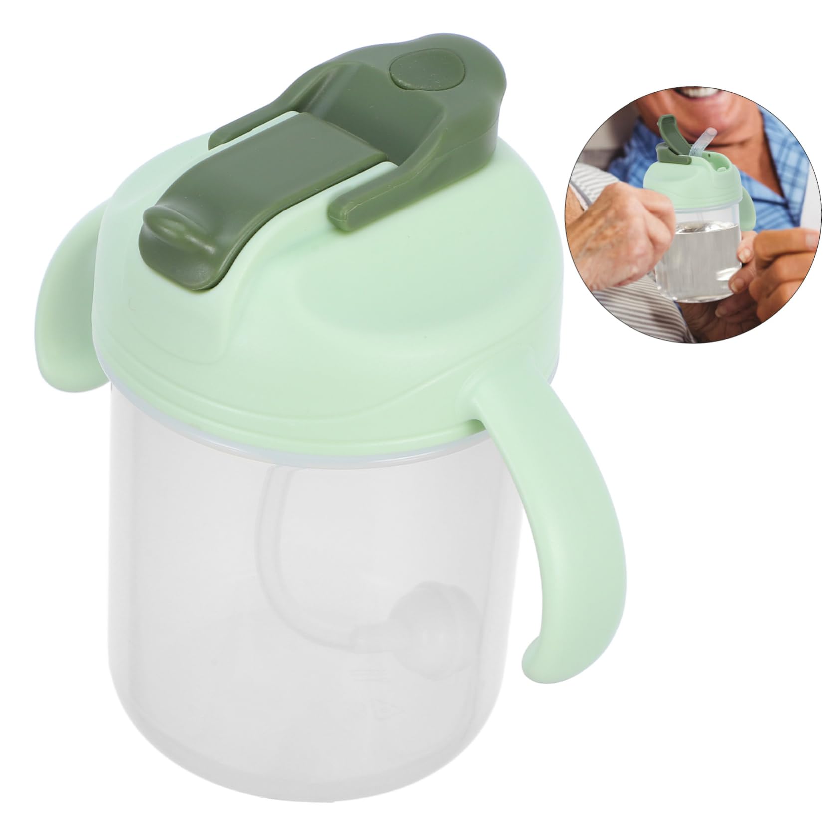3piezas Taza Antiderrames Con Pajita Para Mayores y Pacientes Diseño Para Cama Para Mujeres Embarazadas y Cuidado De Enfermos