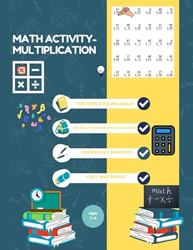Math WorksheetMultiplication:: 100 Practice Pages - Timed Tests - Division Math Drills - KS2 Workbook - (Ages 7-11)
