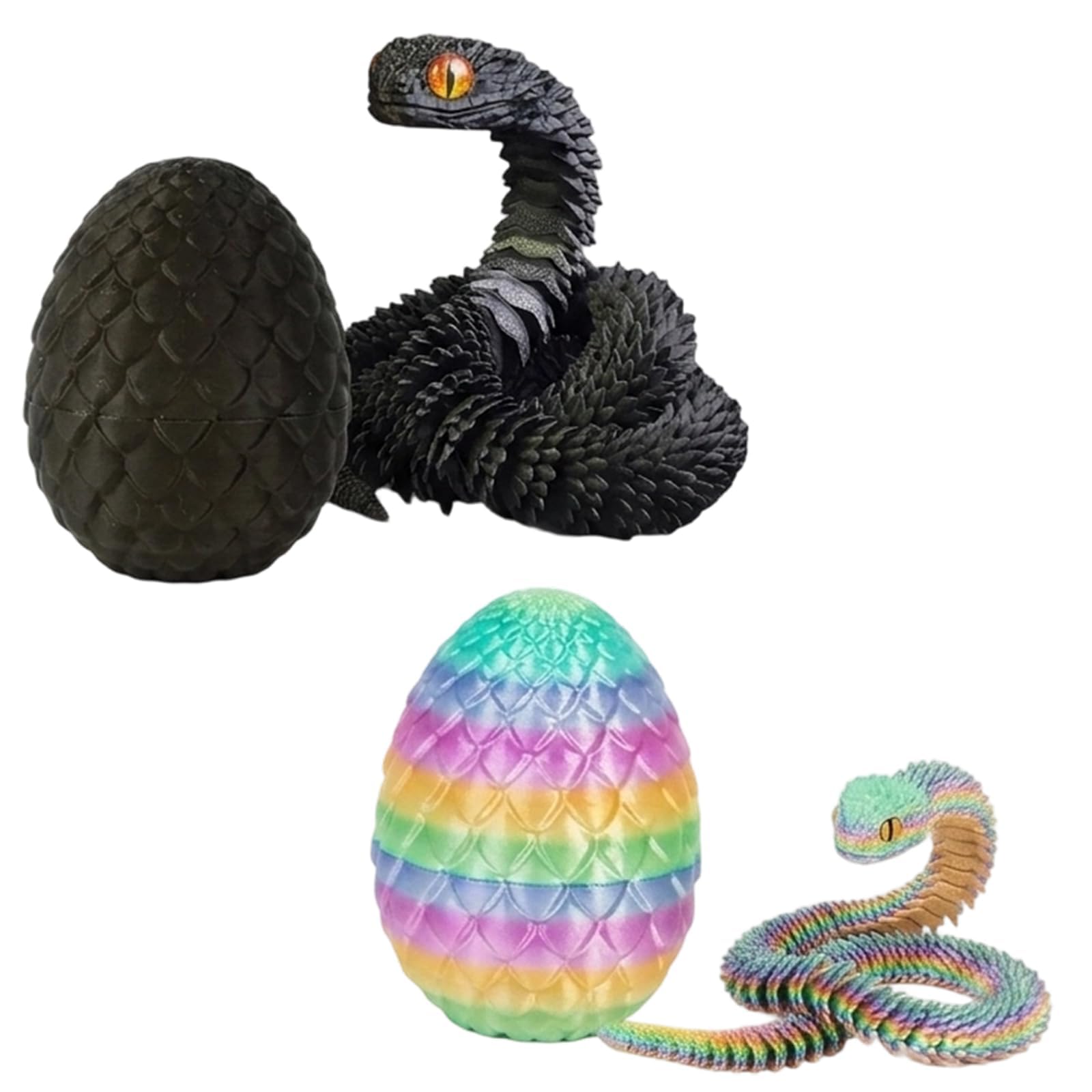 dienjason 2 PCS 3D Printed Snake Set, 3D Snake, 3D Printed Animals, 3D Printed Stuff, Articulated for Stress Relief, Collectible Display Pieces, Used for Creative Games and Office Decoration