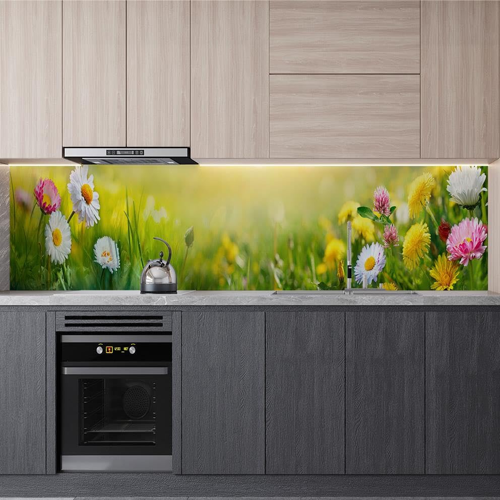 Mutfak Tezgah Arası Folyo Fayans Kaplama Folyosu Papatyalar 60x300 CM