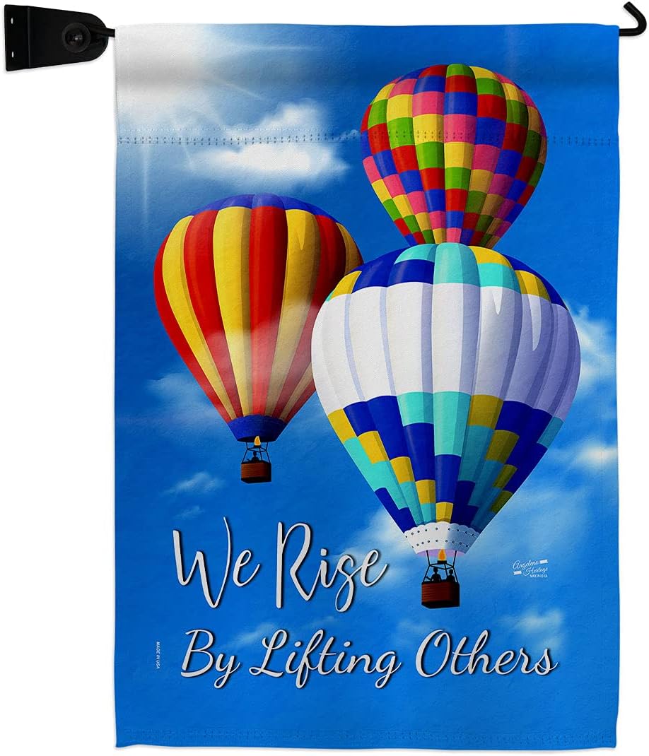 3 Hot Air Balloon Garden Flag Set Wall Holder Summertime Beach Pool Luau Tropical Party Season Outdoor Sunny Small Decorative Gift Yard House Banner Made In USA 13 X 18.5