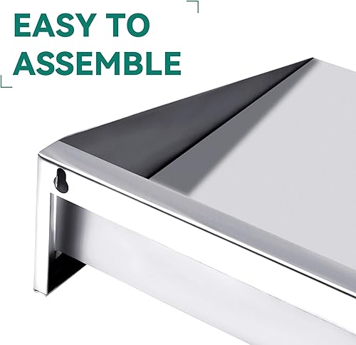 Miniatura 8 de YITAHOME Estante de acero inoxidable de 14 x 24 pulgadas, soporte de pared flotante de metal con alfombrilla de silicona transparente, estante de